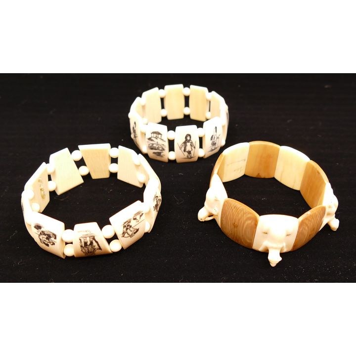 3pc Alaska Scrimshawed Bracelets- 1'' thick