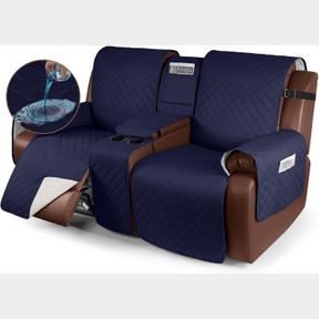 KINCAM 100% WATERPROOF LOVESEAT RECLINER COVER WITH CONSOLE, NON-SLIP RECLINING COUCH COVERS FOR 2 SEAT, RECLINER COUCH COVER FURN