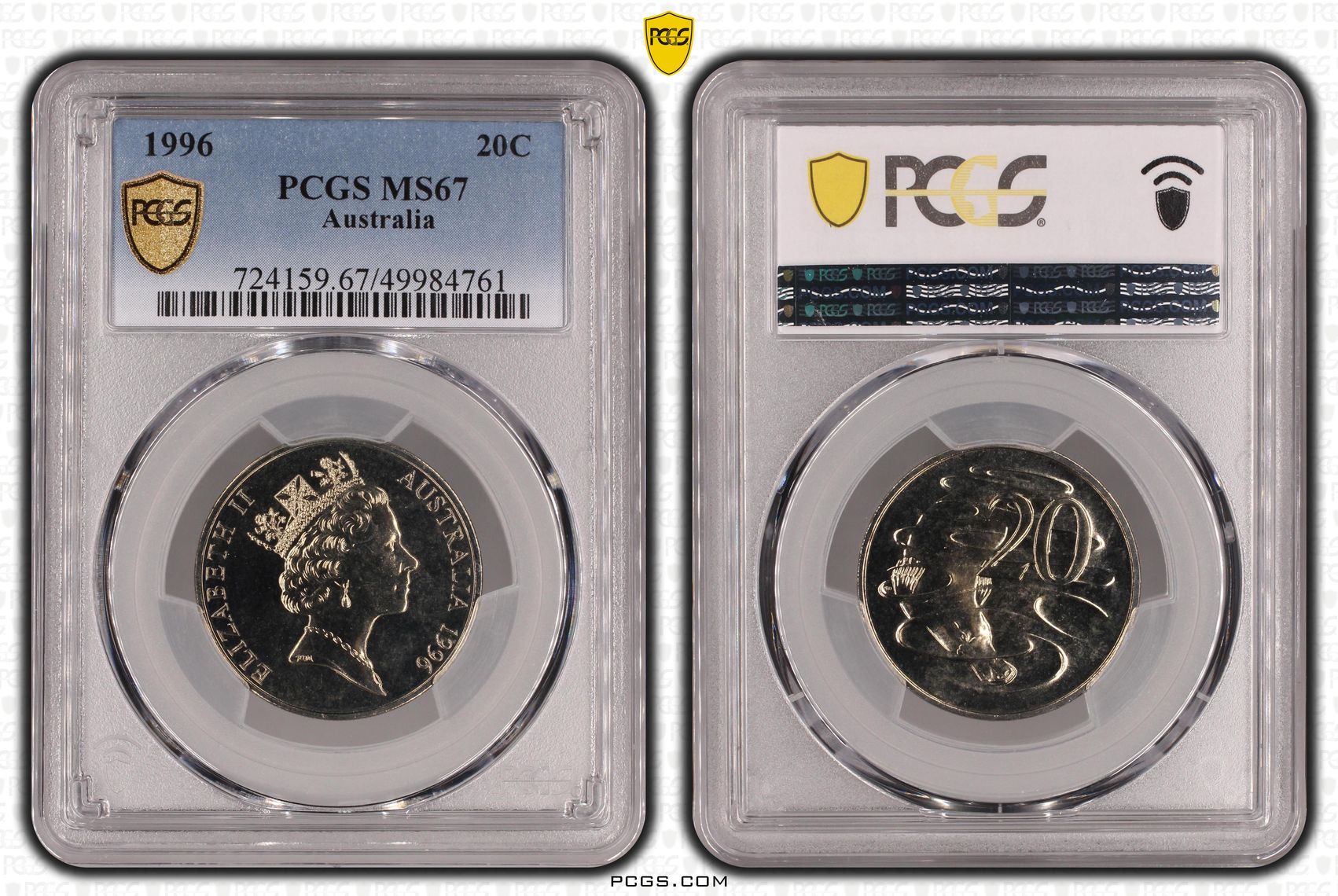 Twenty Cent, 1996, PCGS MS67