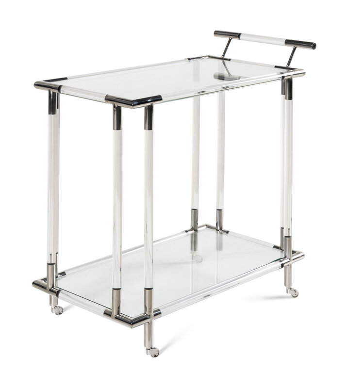 A Contemporary Acrylic and Chrome Bar Cart