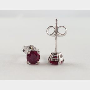 18CT WHITE GOLD EARRINGS WITH 0.770CT RUBIES - 51929/12788