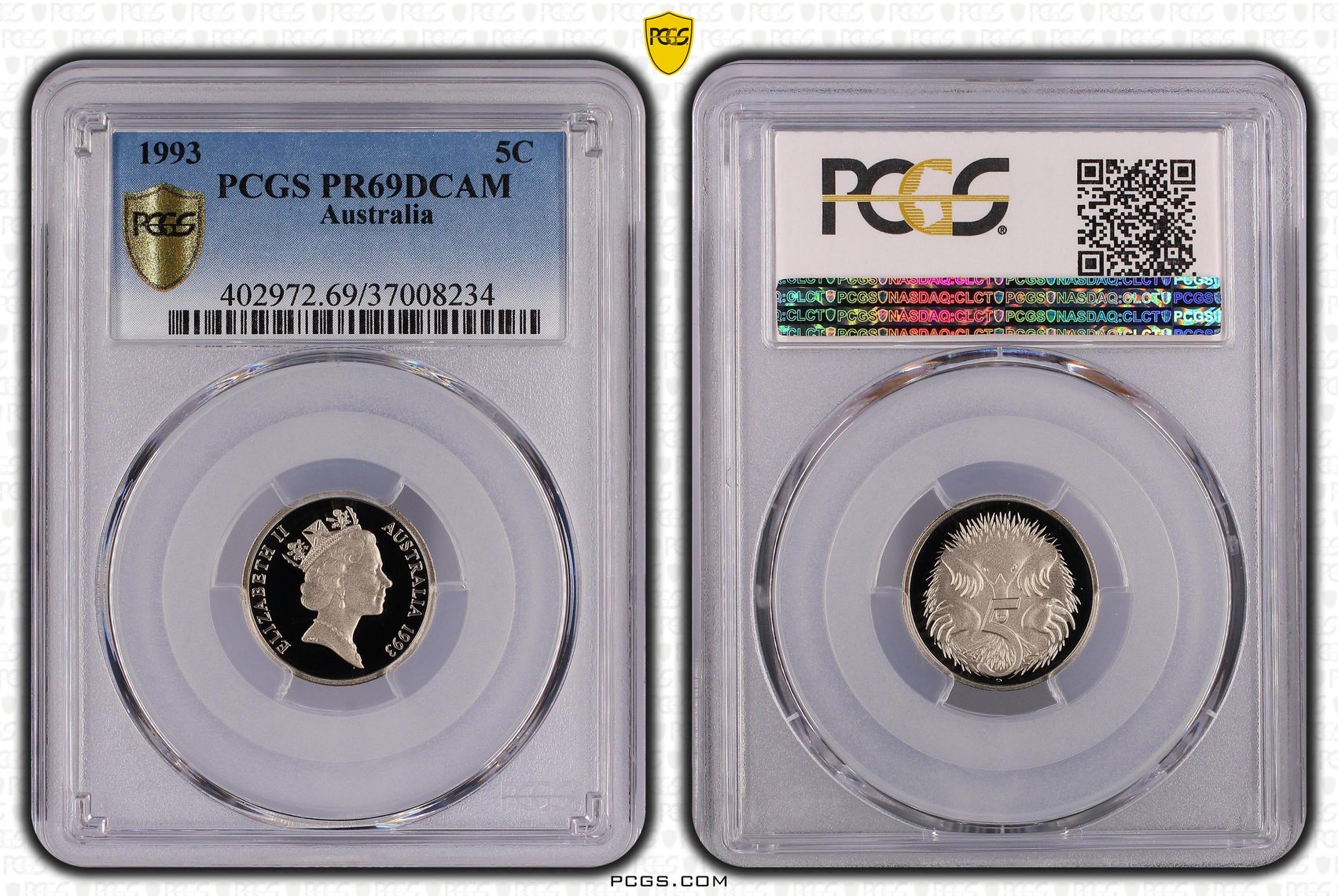 Elizabeth II, Five Cent, 1993, PCGS PR69DCAM