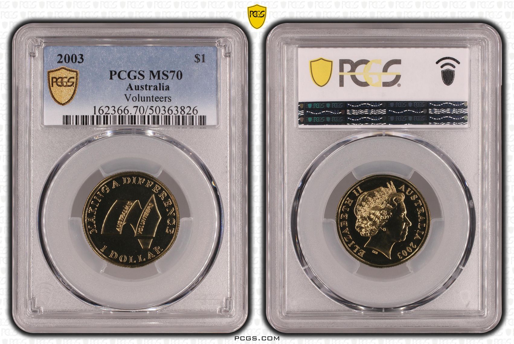 Volunteers POP 8/0, One Dollar, 2003, PCGS MS70