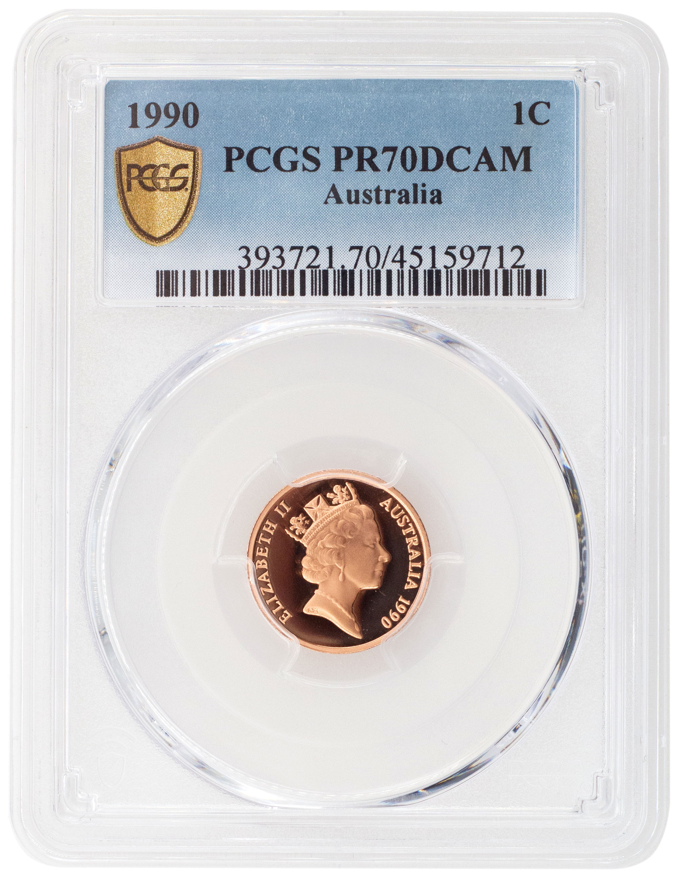 Elizabeth II, One Cent, 1990, PCGS PR 70DCAM