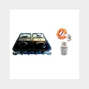 Black 4 Plate Gas Stove With Fittings |ONE BURNER CONTROLE KNOB MISSING