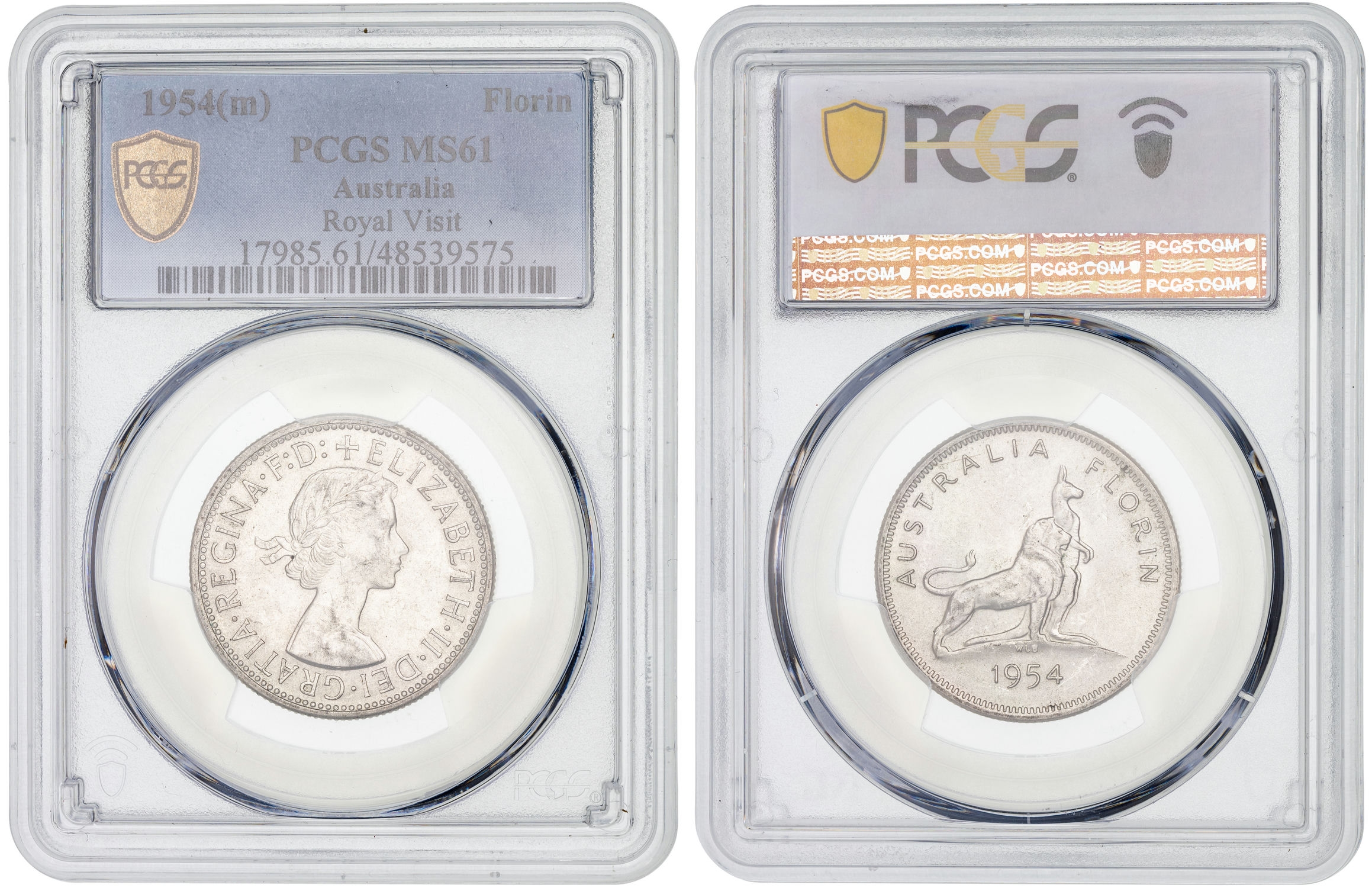 Elizabeth II, Florin, 1954, PCGS MS61