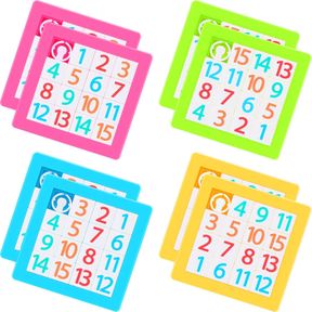 8 PIECES THE 15 PUZZLE PLASTIC SLIDE NUMBER PUZZLE BRAIN TEASER IQ GAME PARTY TOYS