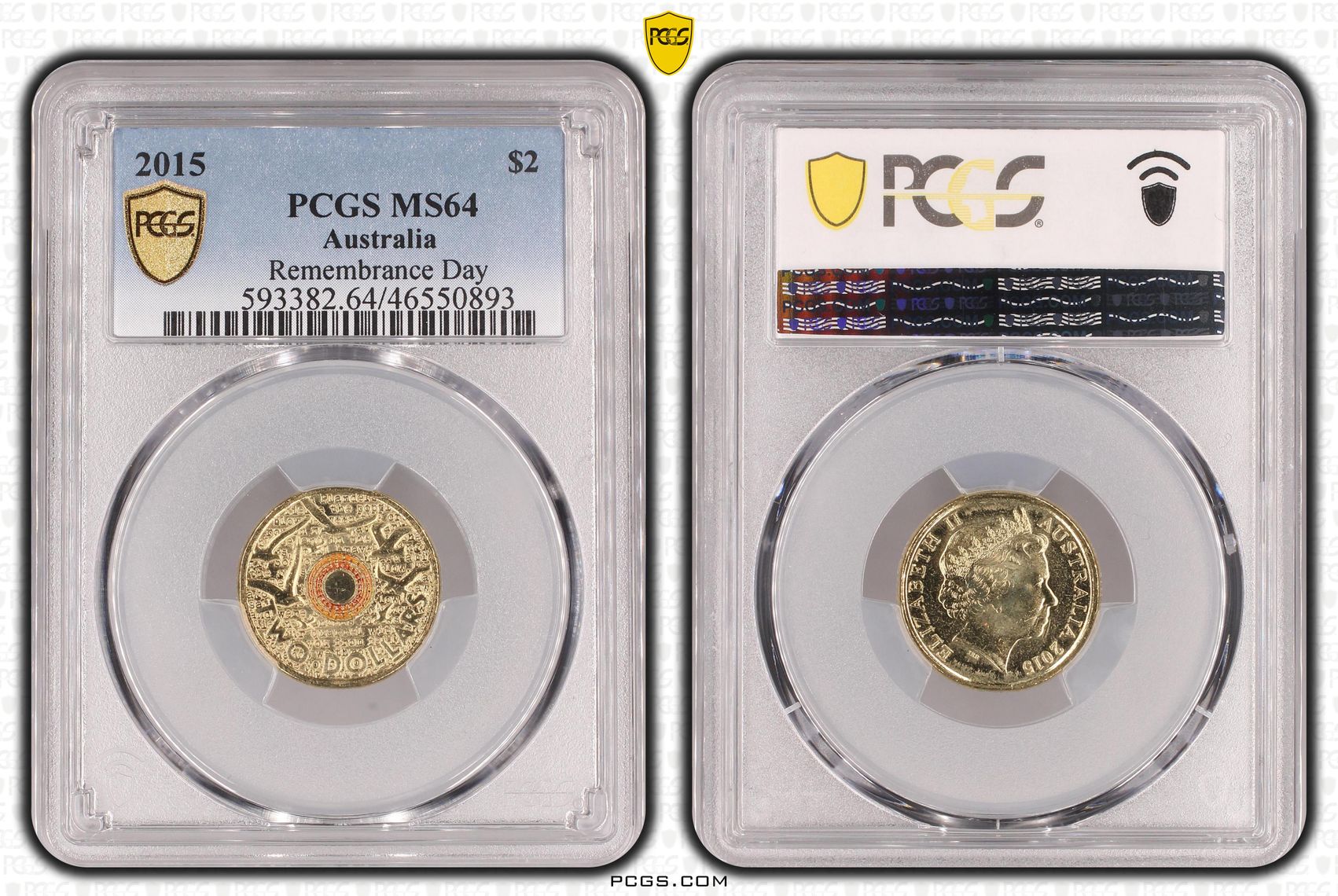 Remembrance Day, Two Dollar, 2015, PCGS MS64