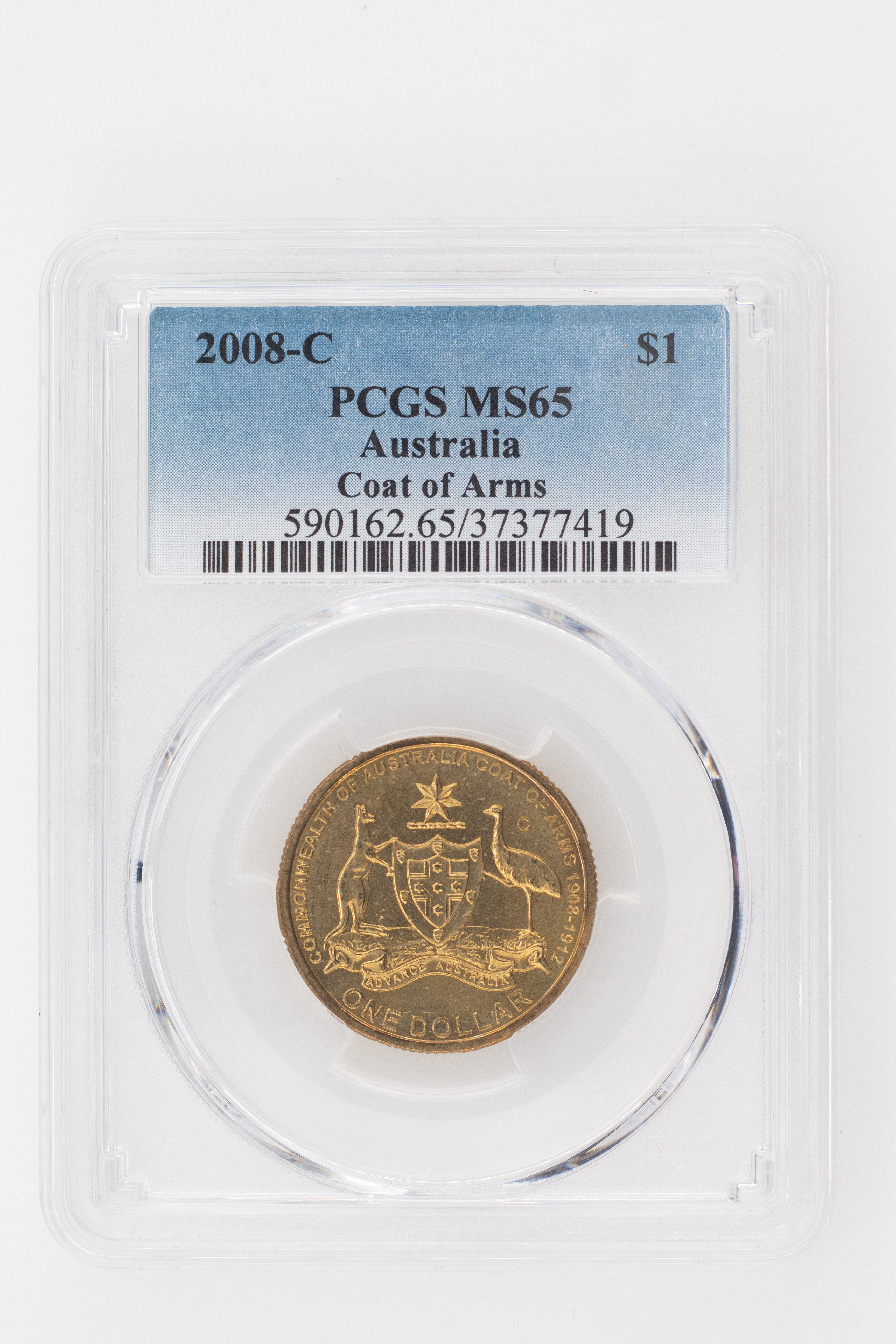 2008-C Australia One Dollar, $1 Coat of Arms PCGS - MS65 -419