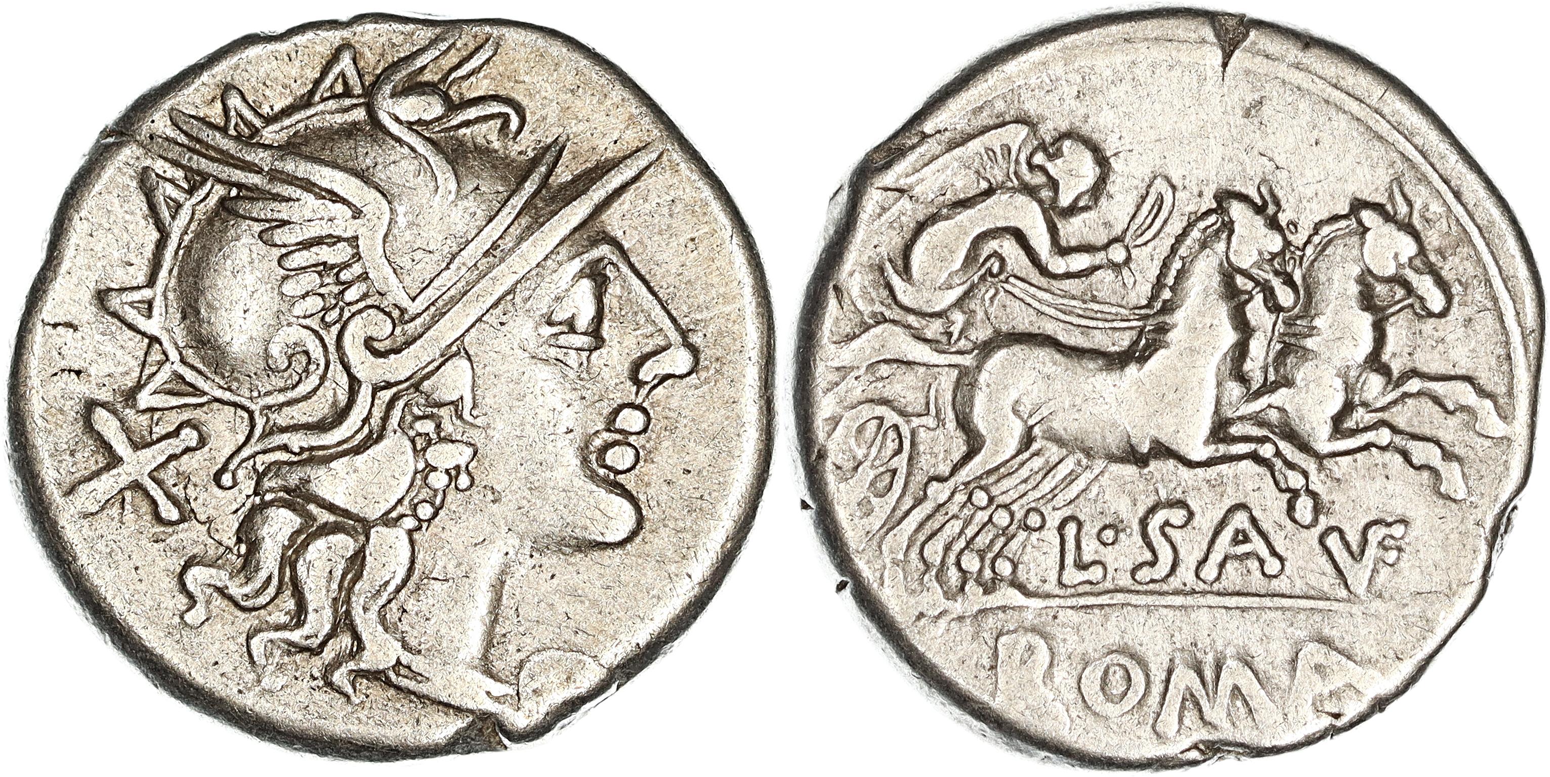 Roman Republic, L. Saufeius, Silver Denarius, 152 BC, VF