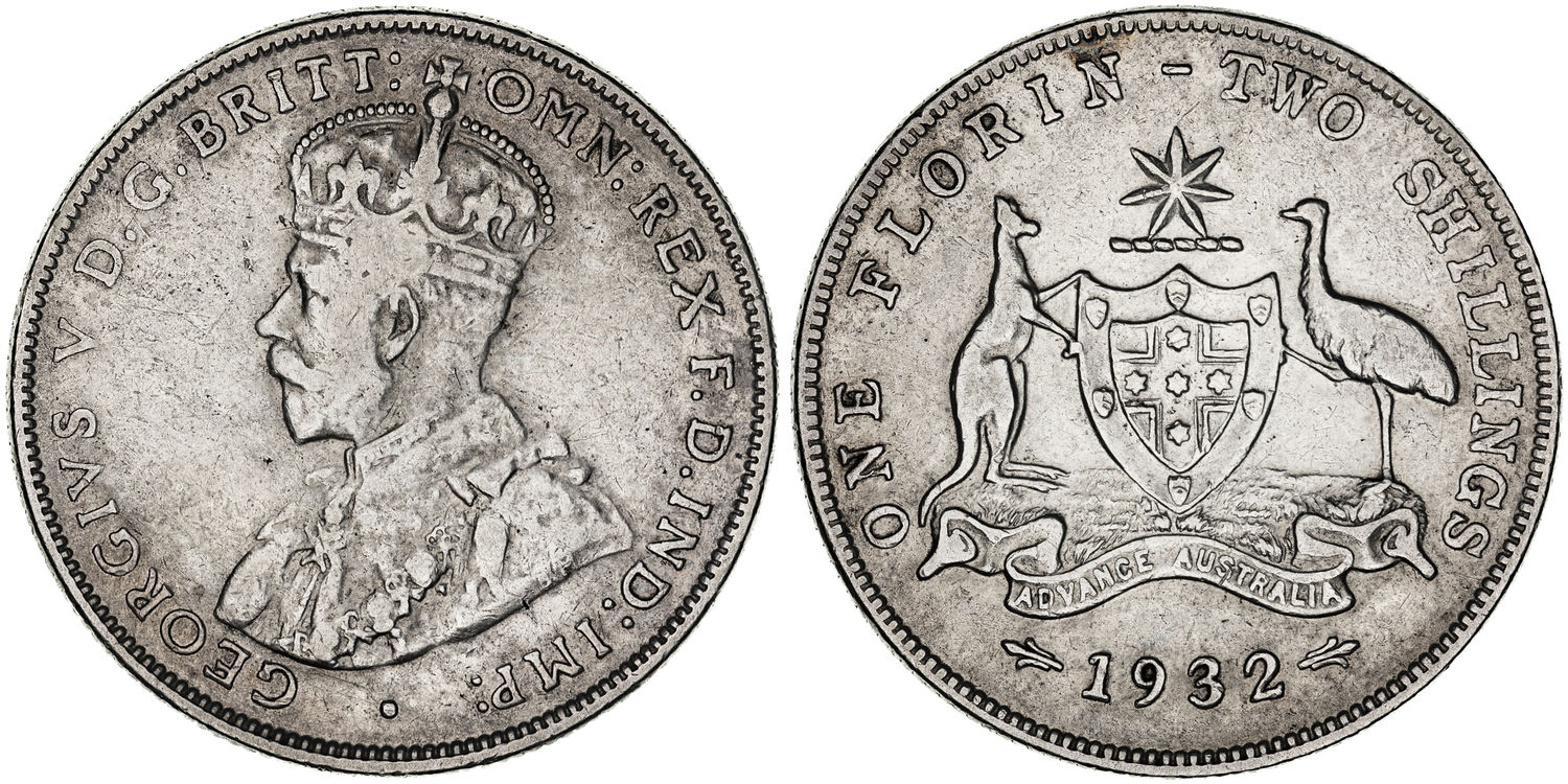 George V, Florin, 1932, aFine