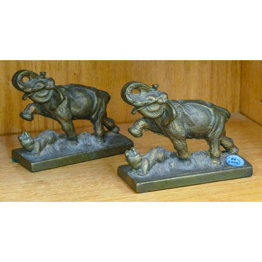 Pair Metal Elephant Bookends 5''