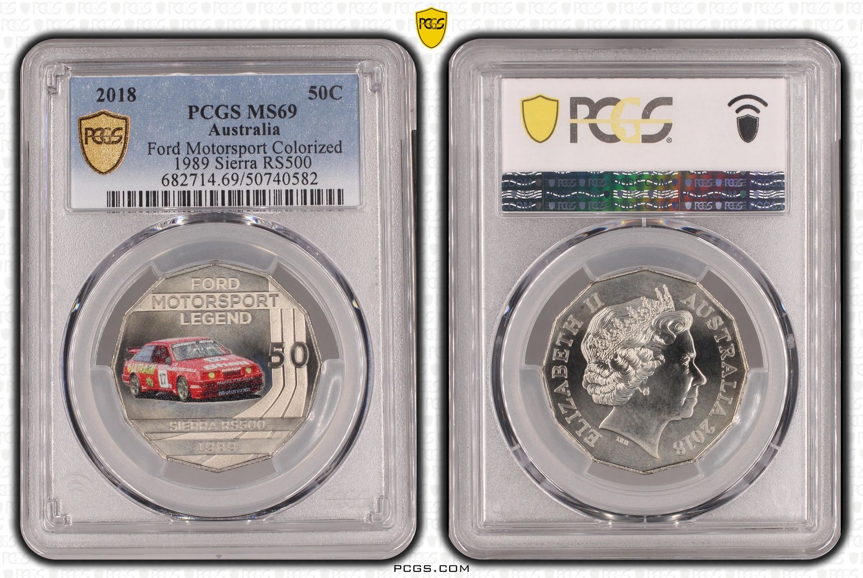 Ford Motorsport Colorized - 1989 Sierra RS500 , Fifty Cent, 2018, PCGS MS69