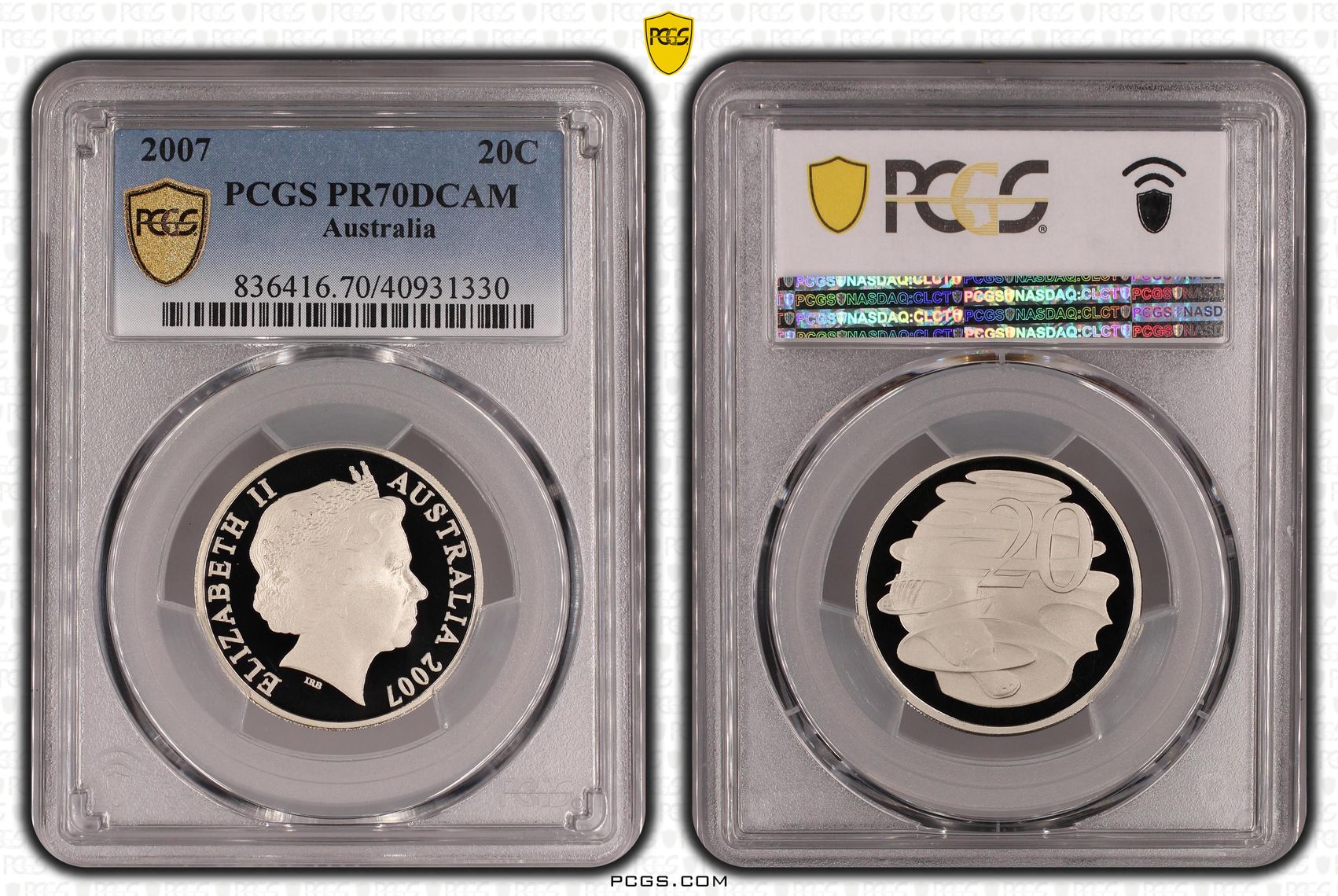Elizabeth II, Twenty Cent, 2007, PCGS PR70DCAM