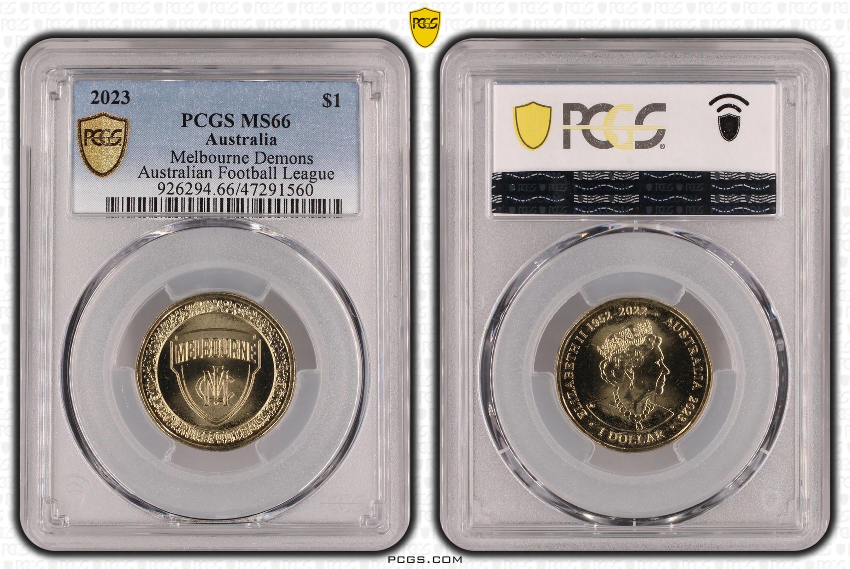 AFL - Melbourne Demons, One Dollar, 2023 POP Report 5/0, PCGS MS 66