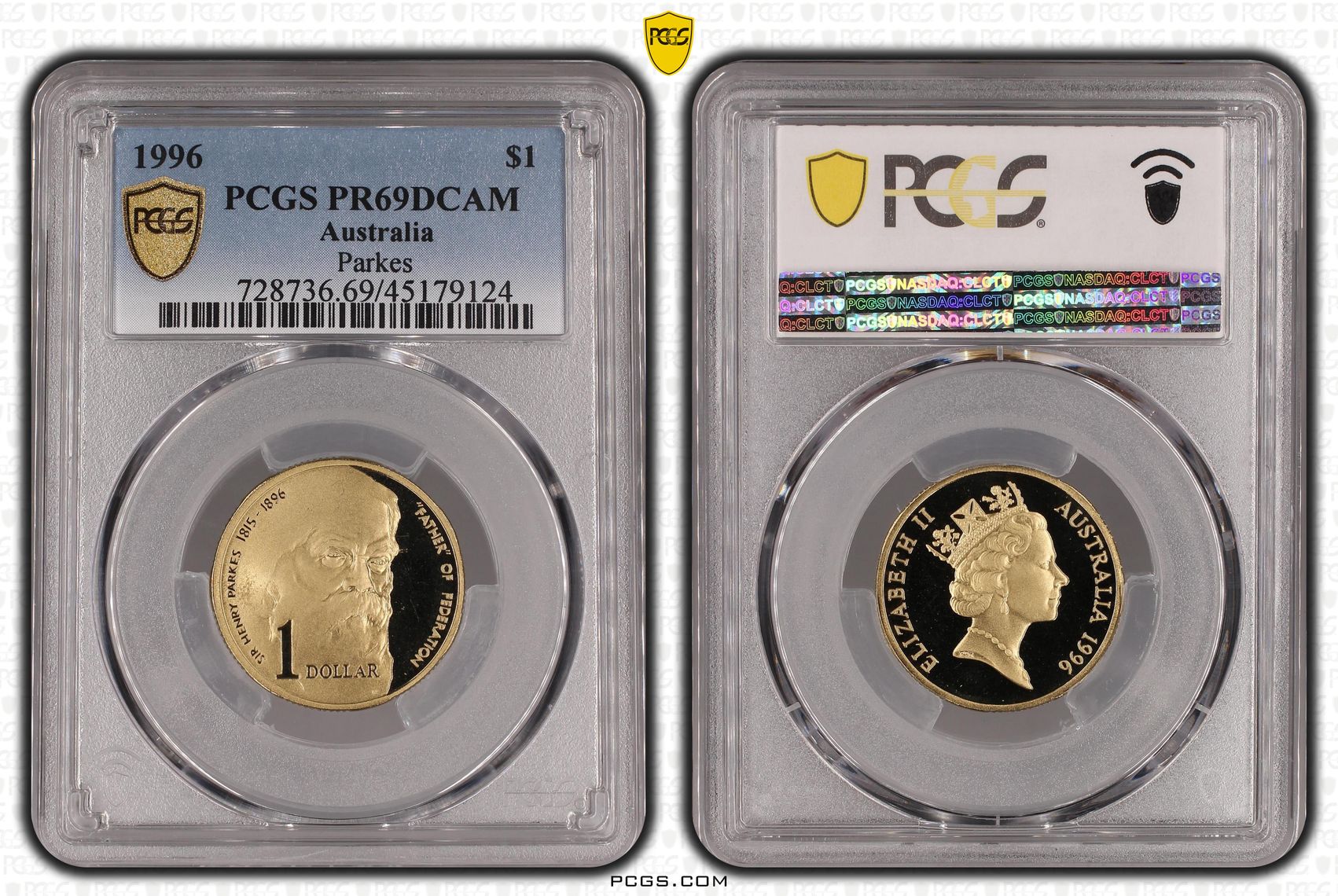 Parkes, One Dollar, 1996, PCGS PR69DCAM