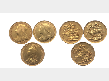Lot of 3 Queen Victorian Gold Sovereigns (Old and Jubilee Portraits).