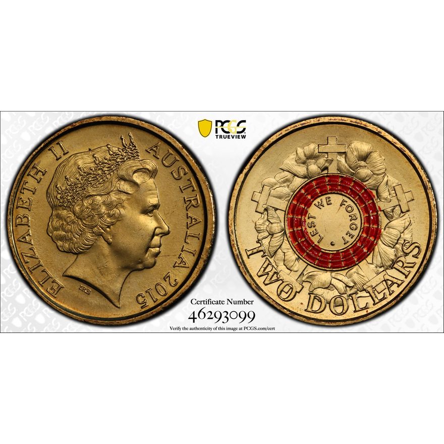 Lest We Forget Colorized, Two Dollar, 2015, PCGS MS67
