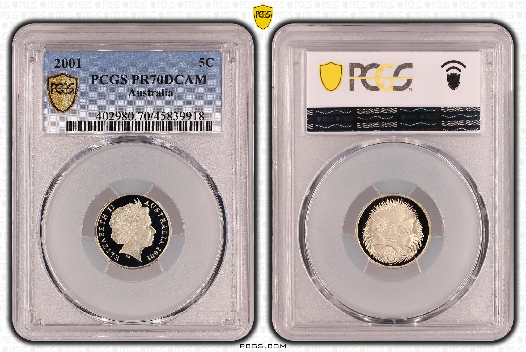 Elizabeth II, Five Cent, 2001, PCGS PR 70DCAM