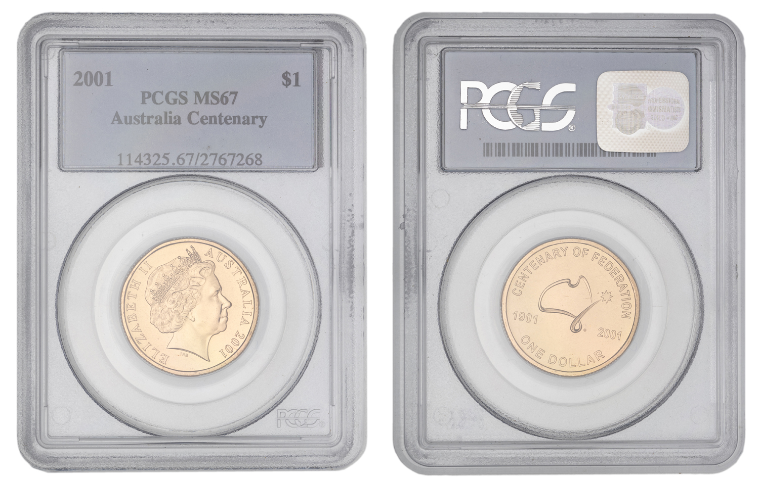 Elizabeth II, Centenary of Federation, One Dollar, 2001, PCGS MS67