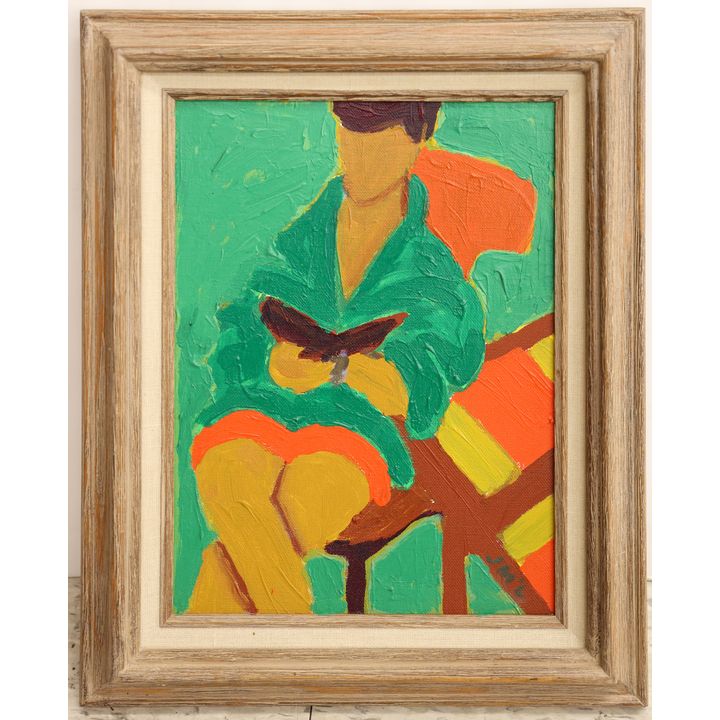 Jack McLarty ''The Green Room'' 1990 Acrylic on Canvas Framed 15.5''x12.5''