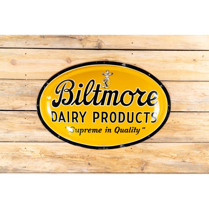 1959 Biltmore Dairy Product w/ Logo Single Sided Metal Bubble Sign TAC 8.75