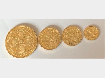 2019 Queen Elizabeth II Alderney Proof Gold 4 Coin Set.