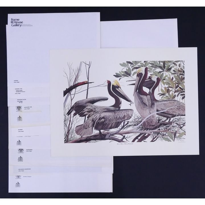 9pc Arthur Singer Signed Bird Lithographs.