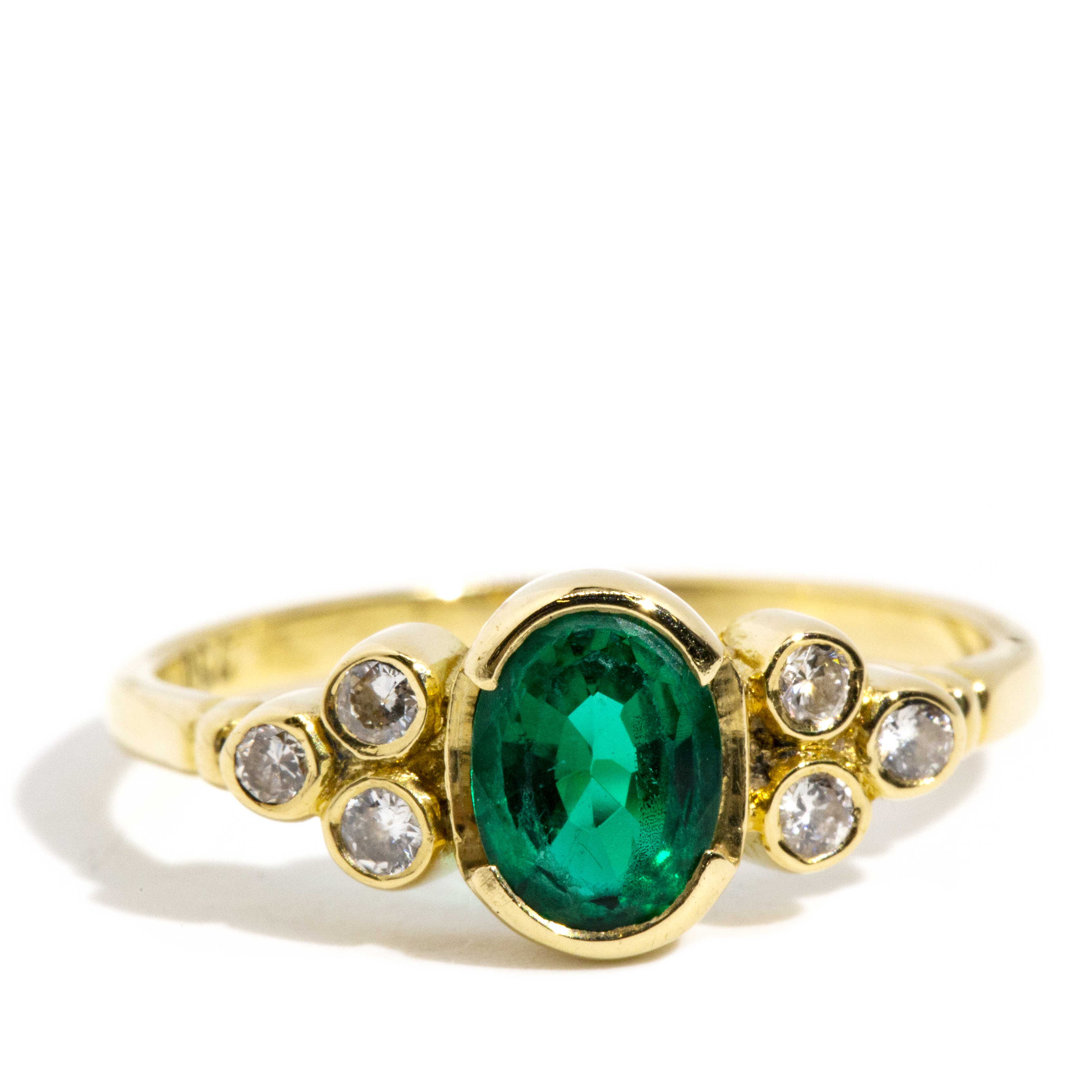 184 · Diamond & Synthetic Emerald 9ct Gold Ring