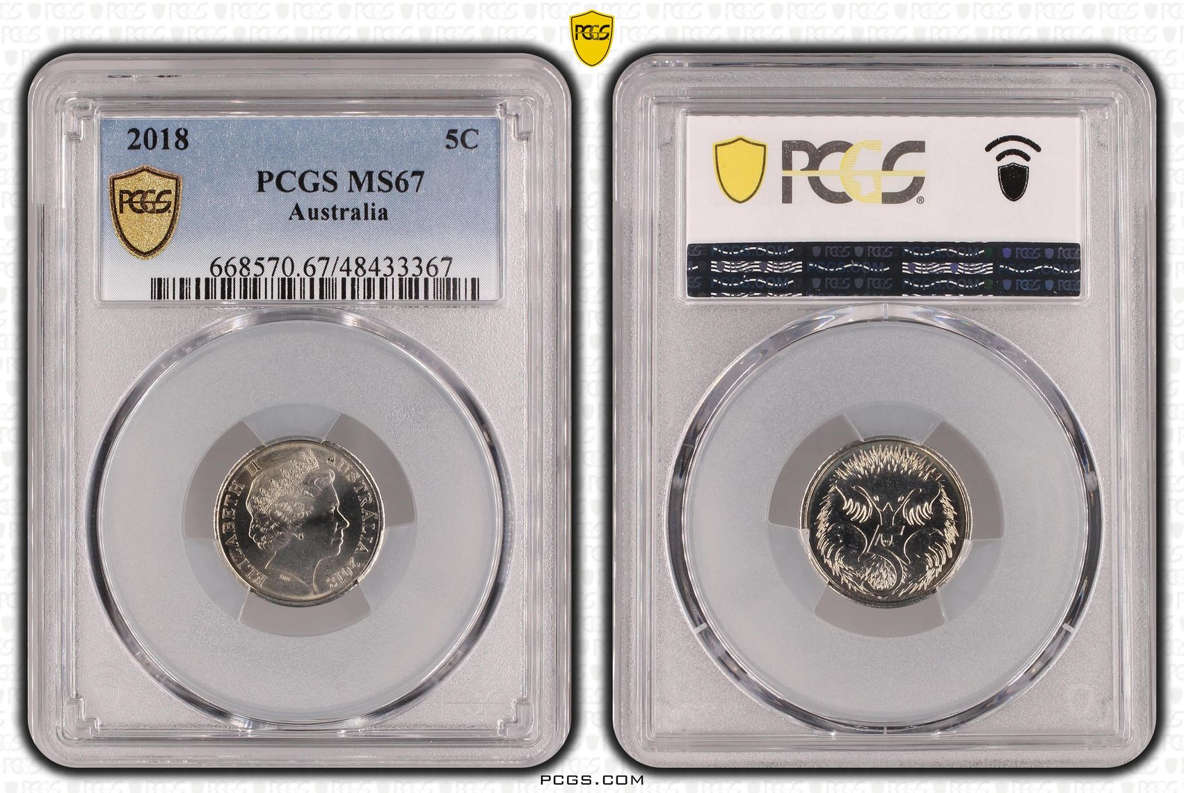 Elizabeth II, Five Cent, 2018, PCGS MS67