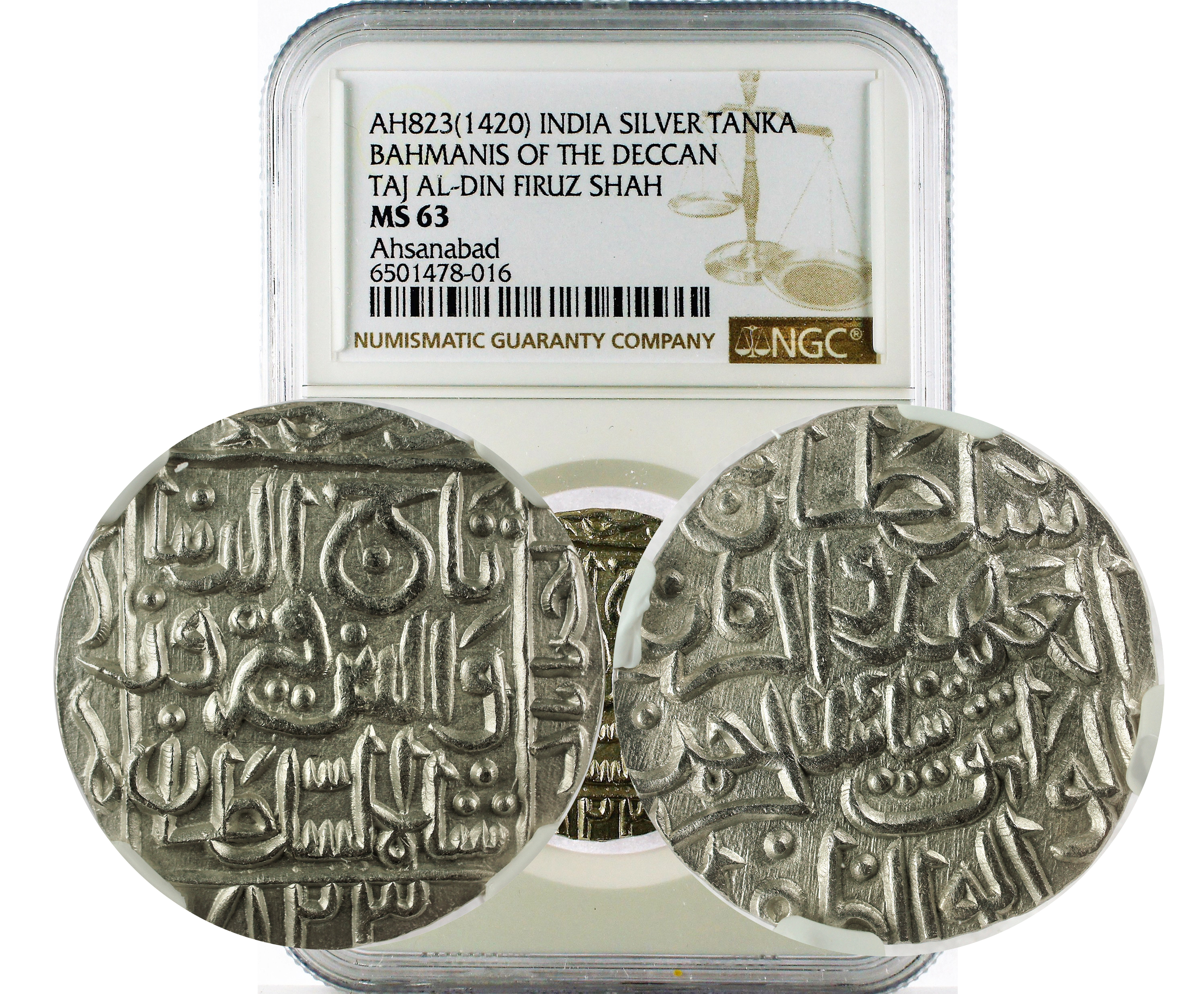 AH822(1419) INDIA BAHMANIS OF THE DECCAN TAJ AL-DIN FIRUZ SHAH S1T MS 63