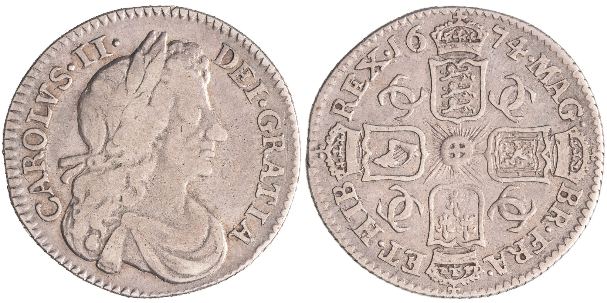Great Britain, Charles II, Sixpence, 1674, aFine