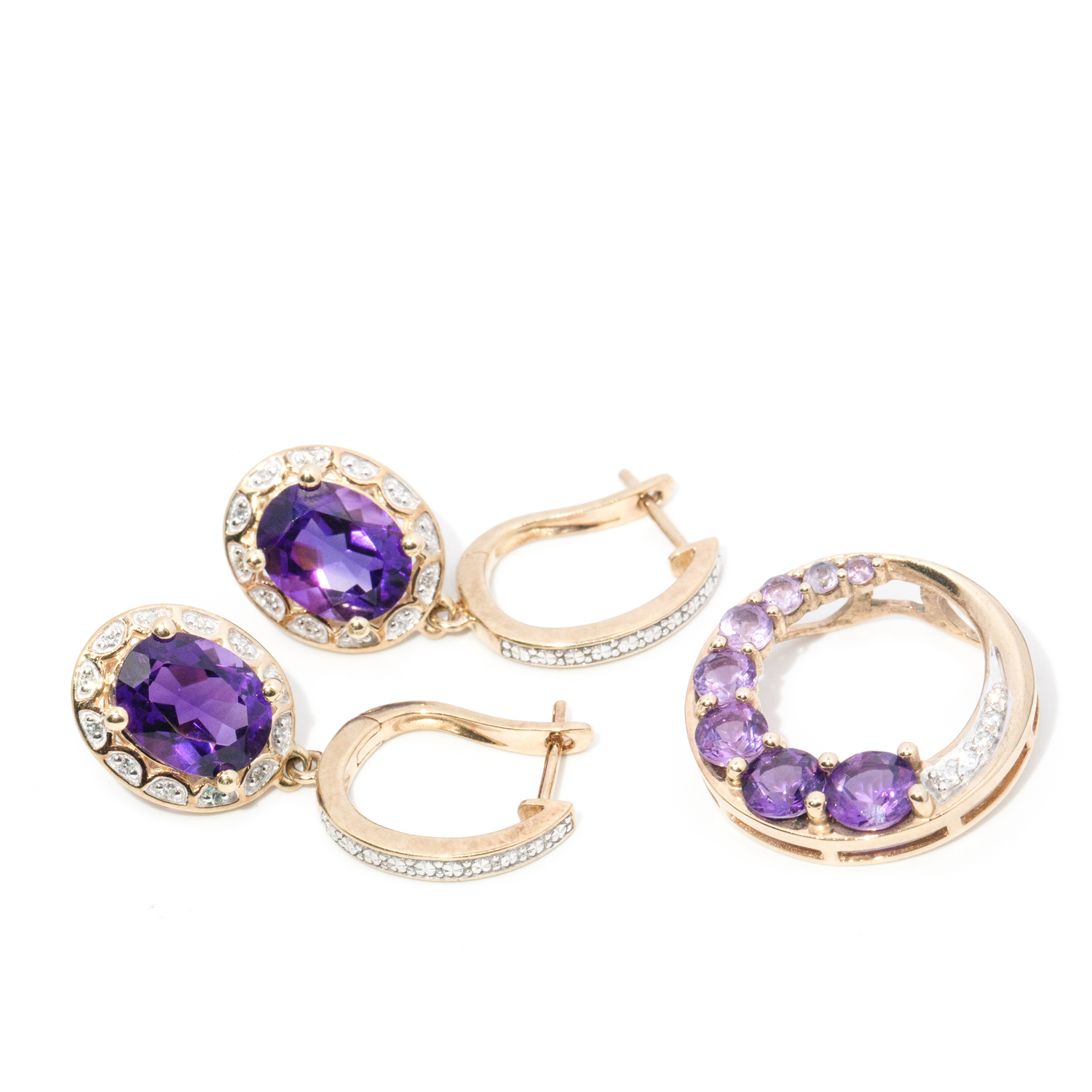 93 · Diamond & Amethyst Earrings & Pendant