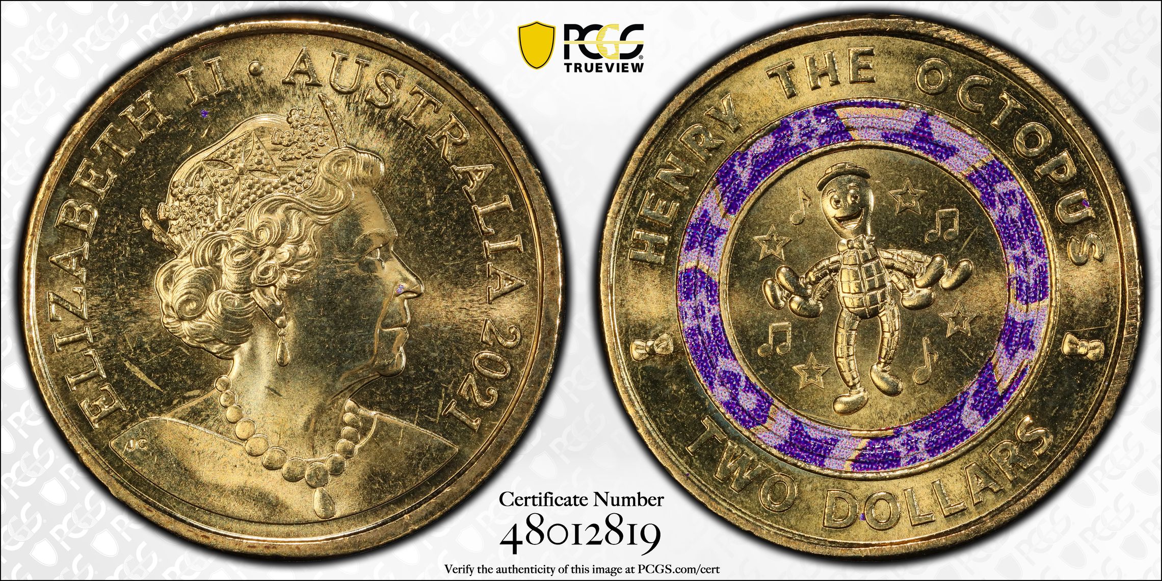Wiggles - Henry the Octopus , Two Dollar, 2021, PCGS MS67