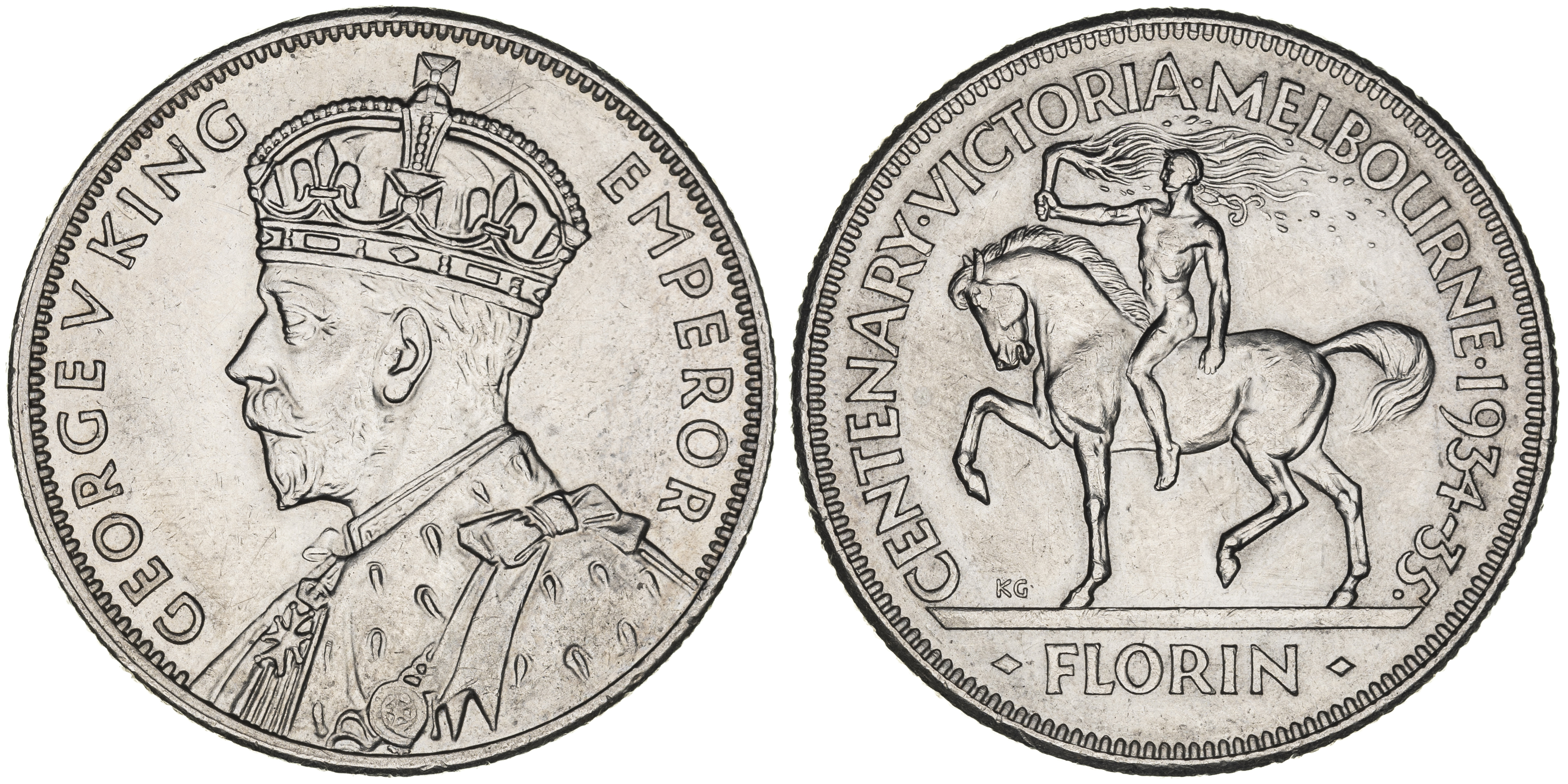 George V, Melbourne Centenary, Florin, 1934-35, gEF