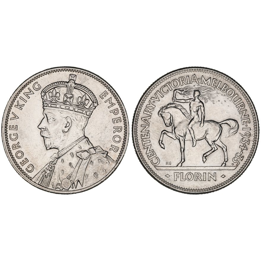 George V, Melbourne Centenary, Florin, 1934-35,  gEF
