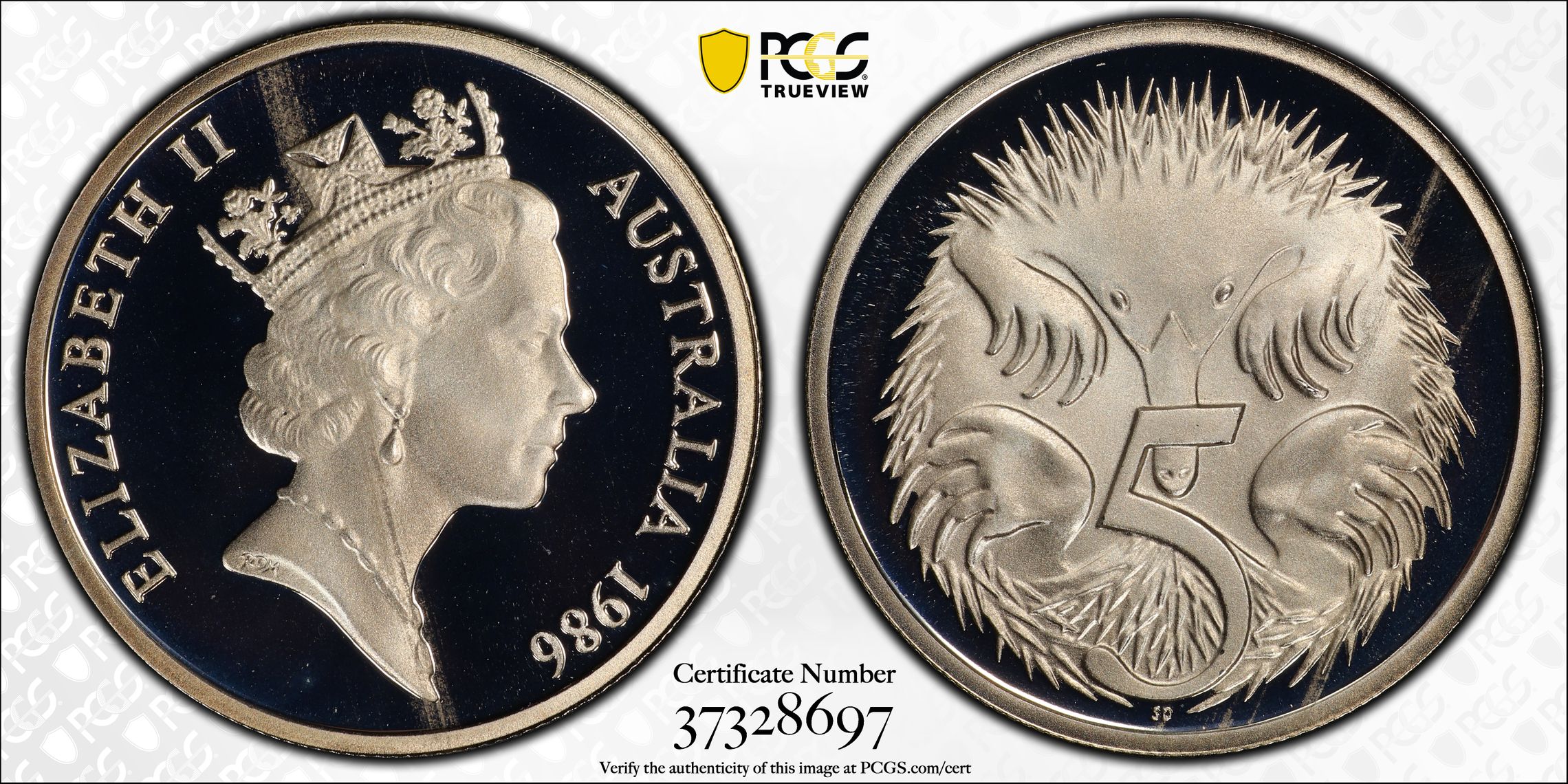 1986 Australia Five Cent, 5c PCGS - PR66DCAM -697