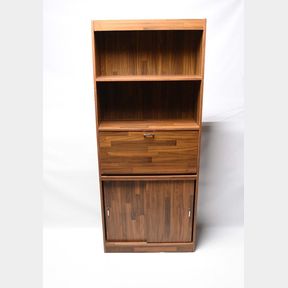 Contemporary Modern 'Butcher Block' Pattern Shelf with Storage