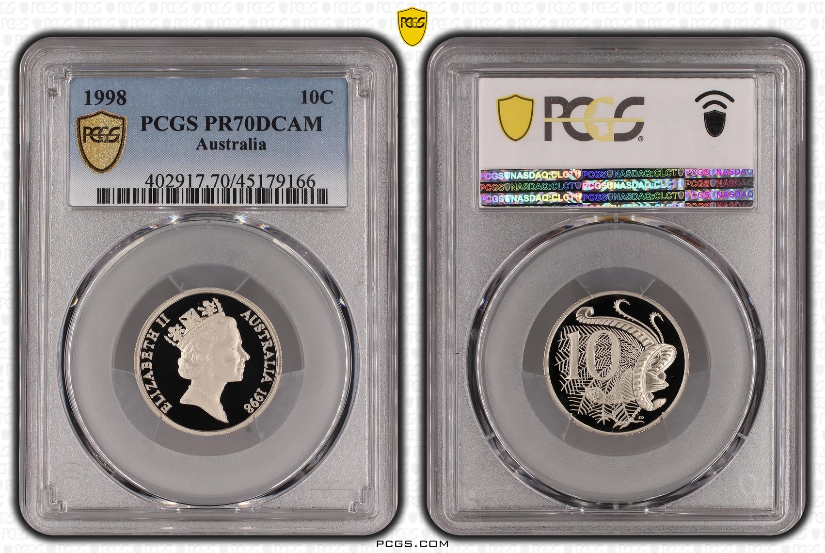 Elizabeth II, Ten Cent, 1998, PCGS PR 70DCAM