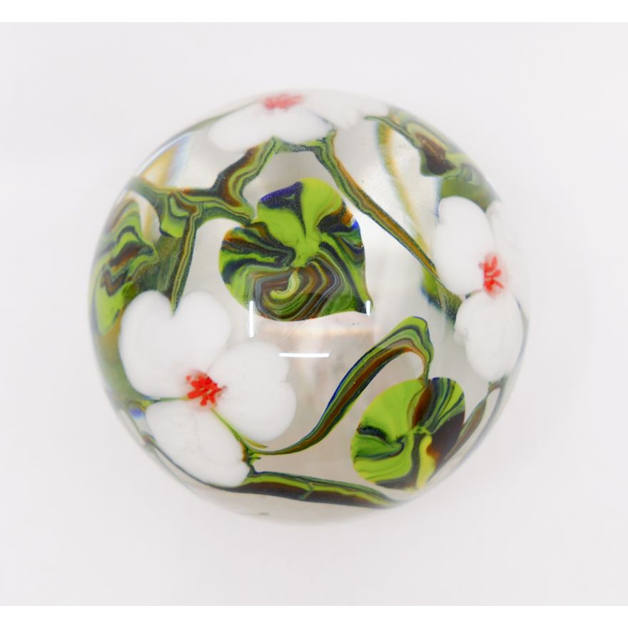 Richard Olma Cased Floral Glass Paperweight- 3''