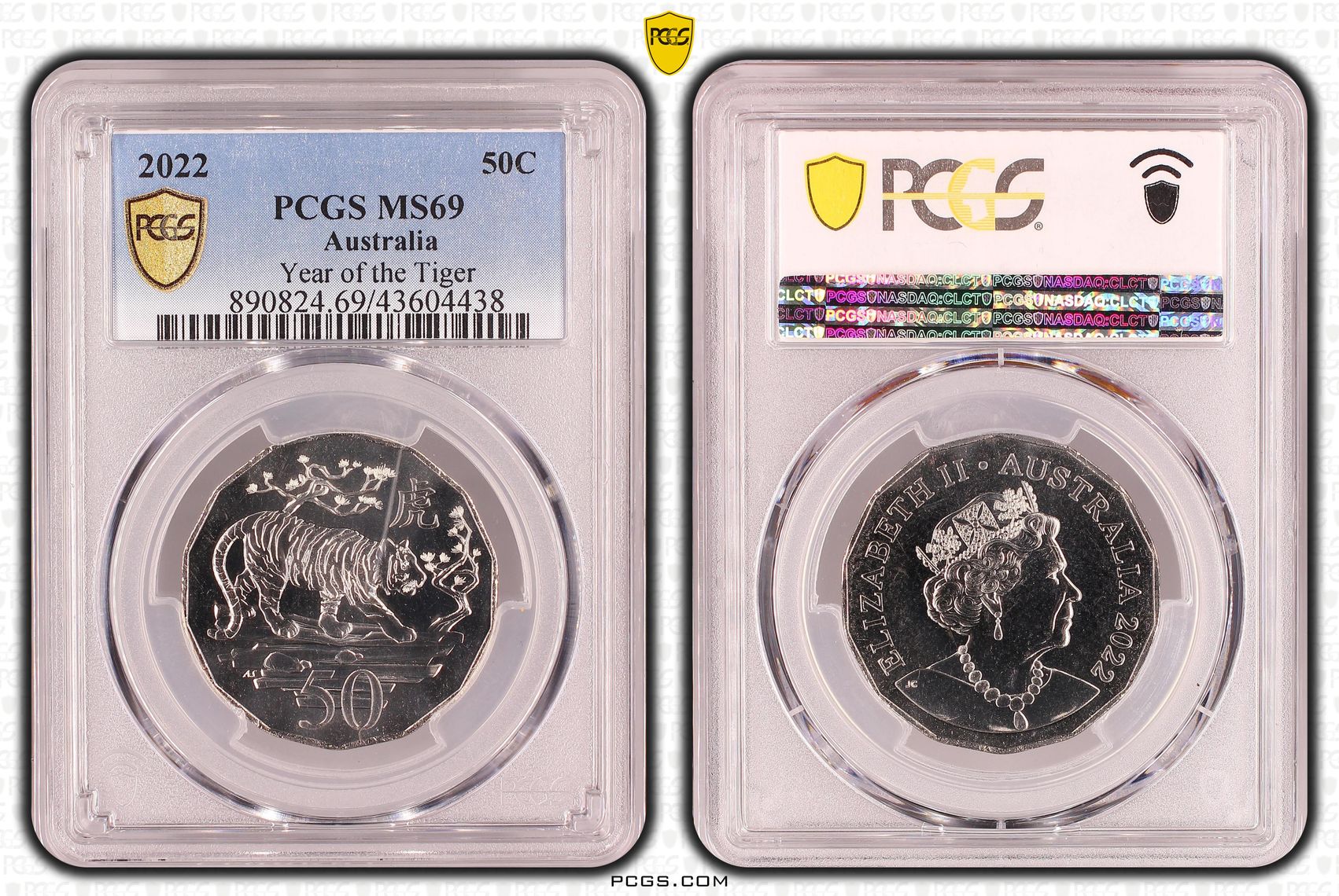 2022 Australia Fifty Cent, 50c Year of the Tiger PCGS - MS69 POP 8/0 -438