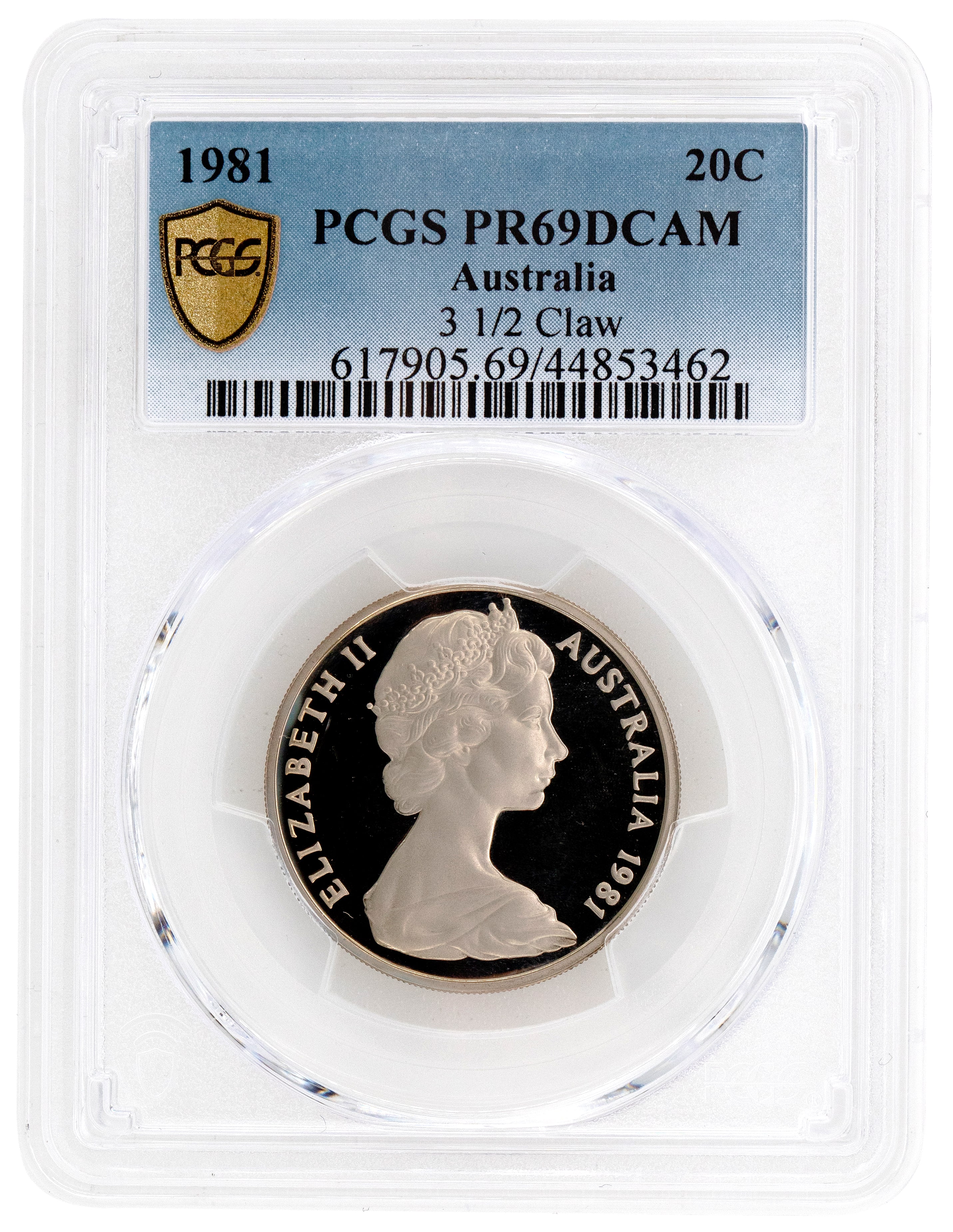 477 · 1981 Australia Twenty Cent, 20c 3 1/2 Claw, Scalloped Letters Obv PCGS - PR69DCAM -462
