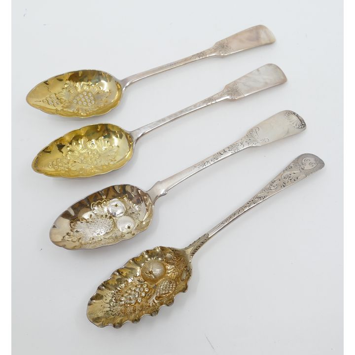 6pc Scottish Georgian Sterling Silver Berry Spoons