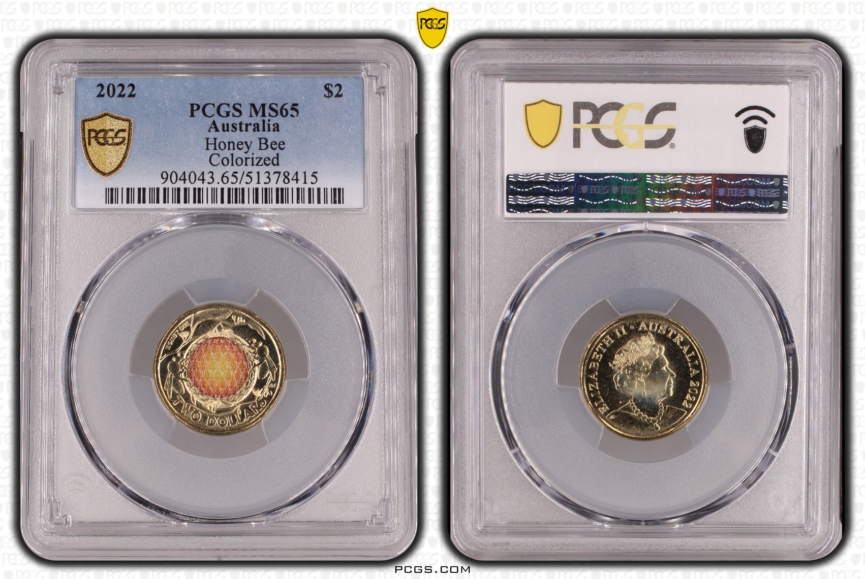 Honey Bee Colorized, Two Dollar, 2022, PCGS MS65