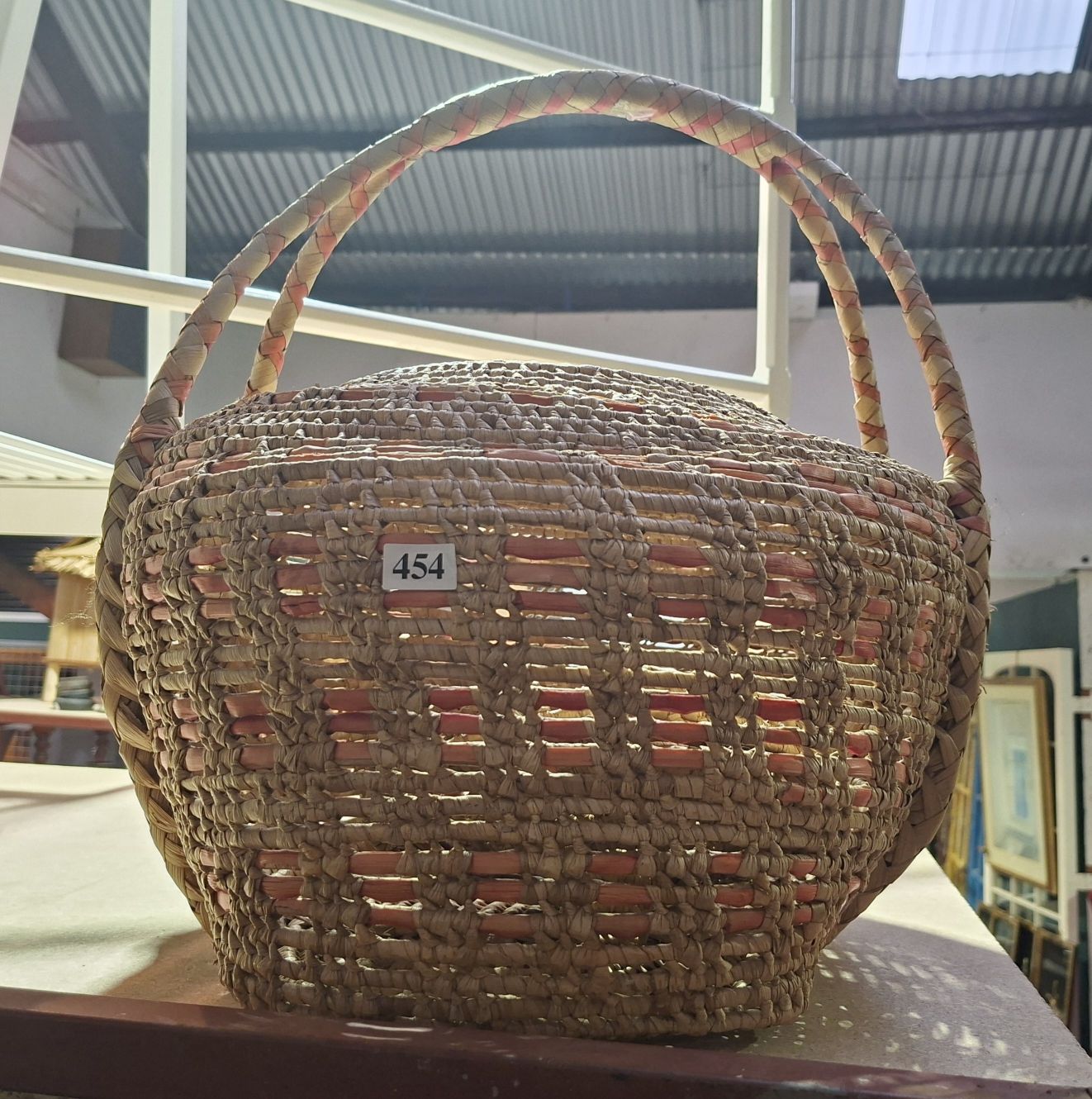 Woven Cane Tribal Basket