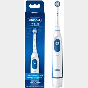 ORAL-B PRO 100 PRECISION CLEAN, BATTERY POWERED ELECTRIC TOOTHBRUSH, BLUE AND WHITE