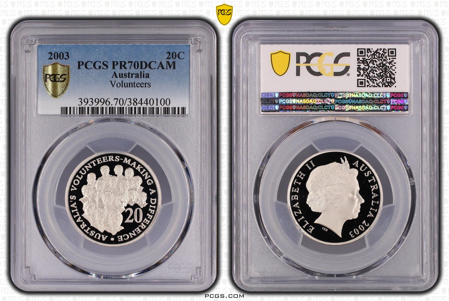 Volunteers, Twenty Cent, 2003, PCGS PR70DCAM