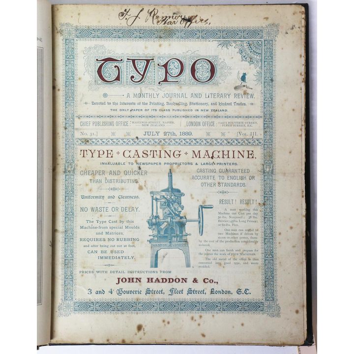 R. COUPLAND HARDING - PERIODICAL, Typo
