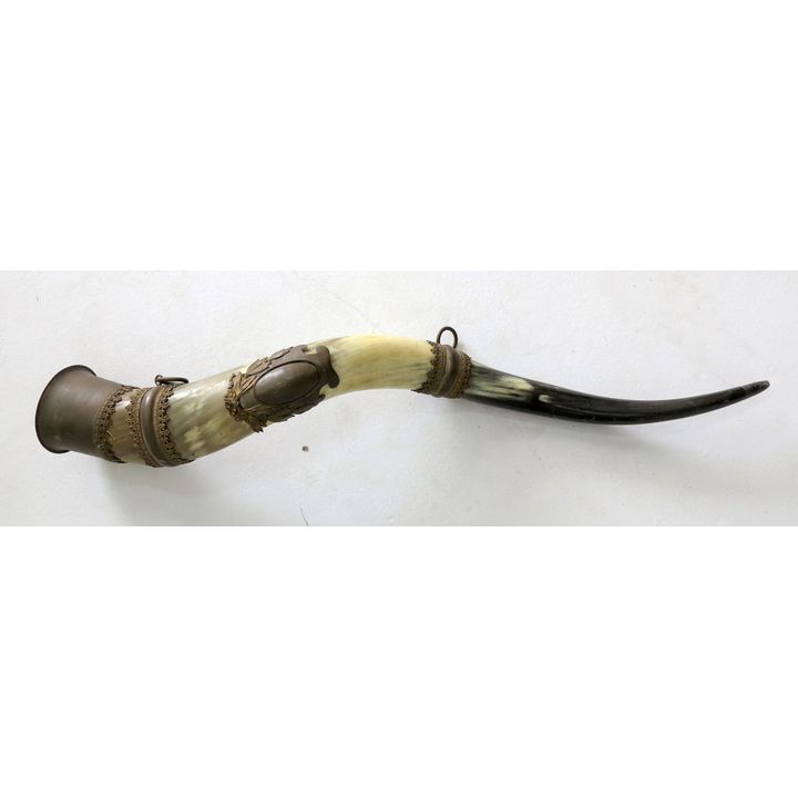 GERMAN GILT METAL MOUNTED DRINKING HORN