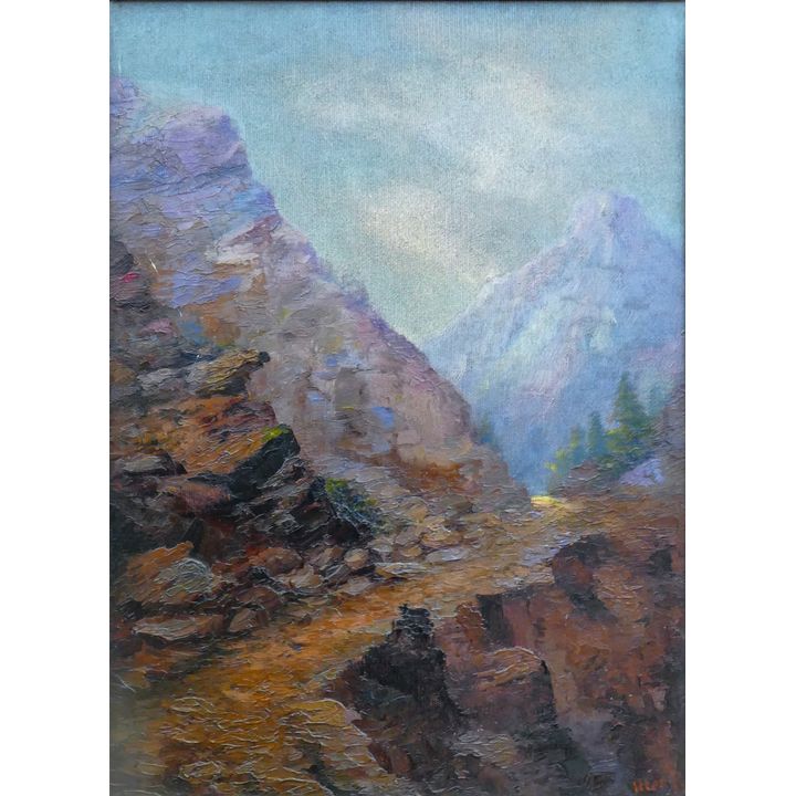 Julian Itter (WA) Mountain Road 1907 Oil Painting Framed 27''x21.5''